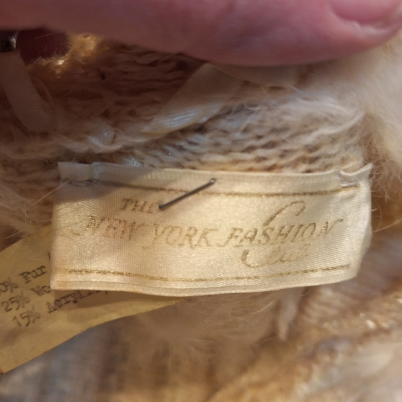 Vintage 60s Fur Wool Blend Cardigan, Size S - Picture 6 of 7